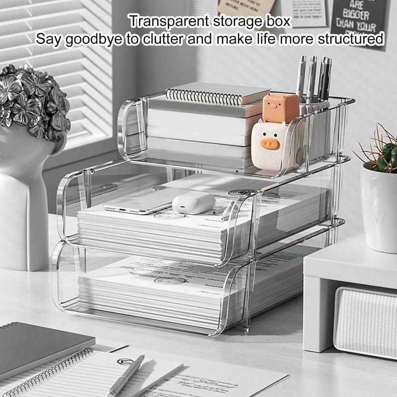 Binder Storage Box - Bureau-organizer voor kantoor, A4-papierlade, opbergdoos, stapelbare