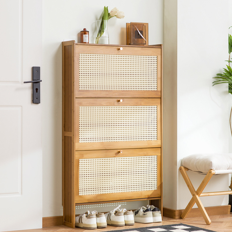 Room Divider Bamboo - Houten schoenenkast voor huishoudelijk gebruik, ademende
