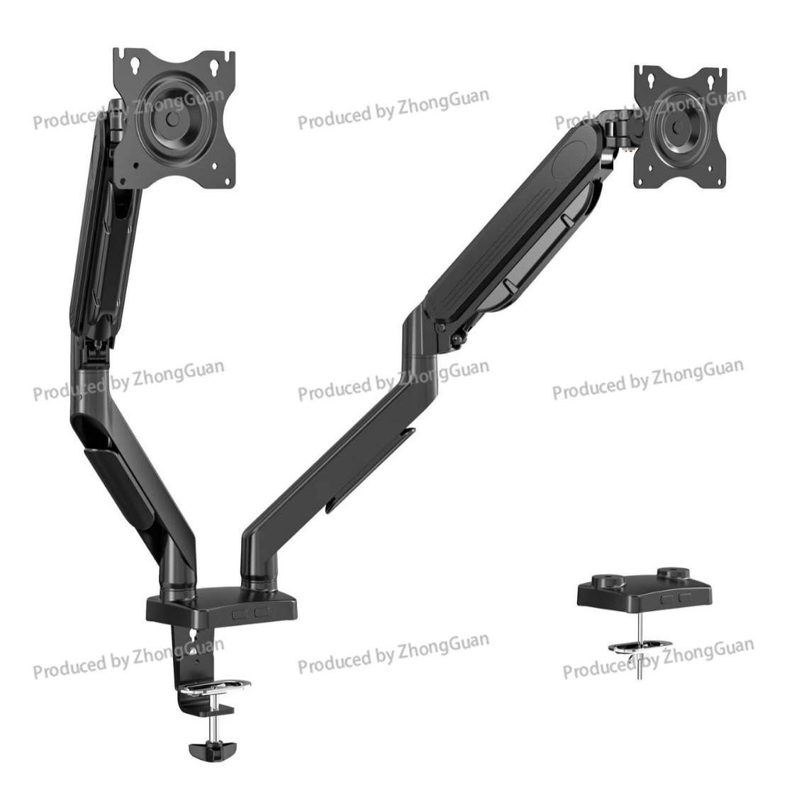 Adjustable Monitor Mount - Gasveer-monitorbevestiging met dubbele arm, vrij zwevende