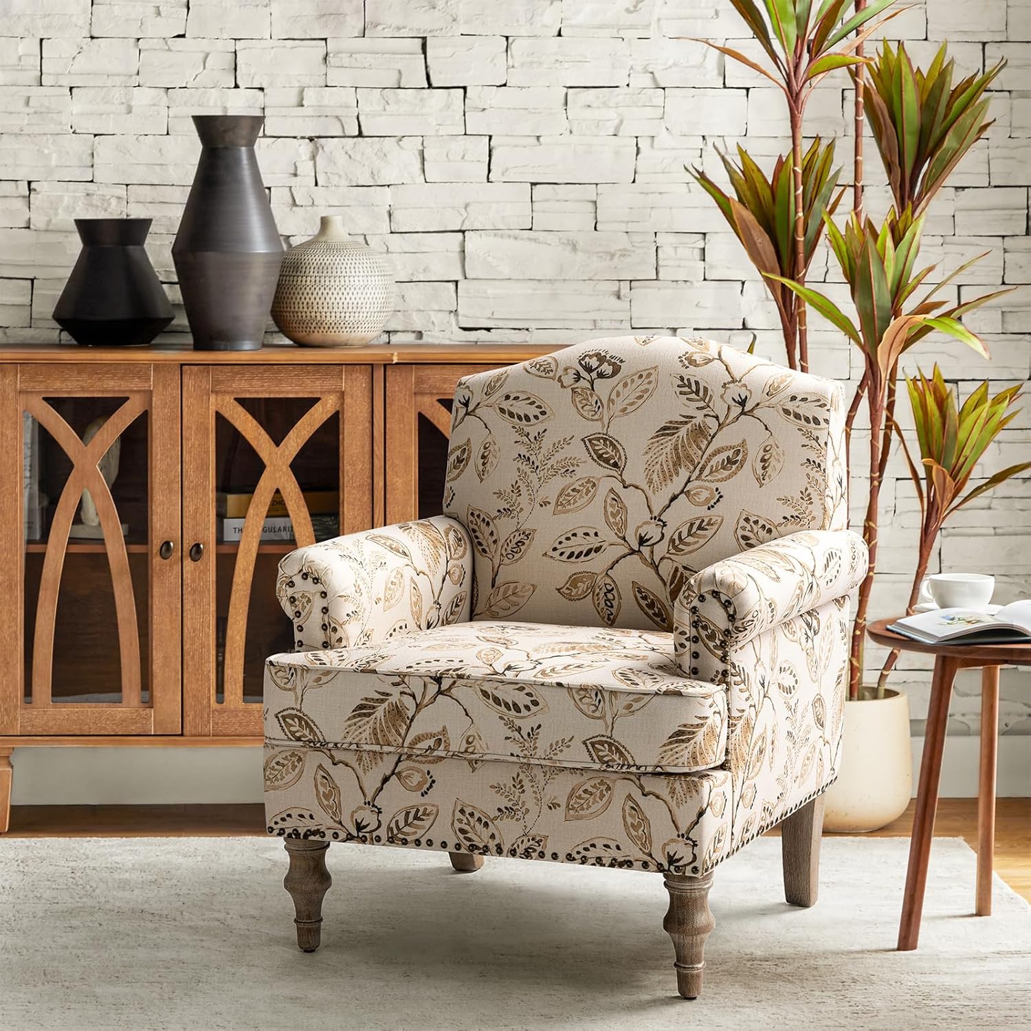 Office Furniture For Sale - # Bloemenbeklede fauteuil met retro houten