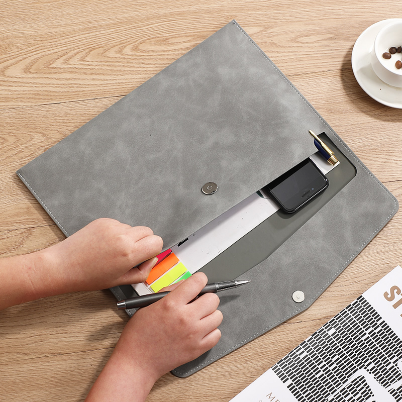 Binder Storage Box - A4 PU lederen documententas met penhouder,