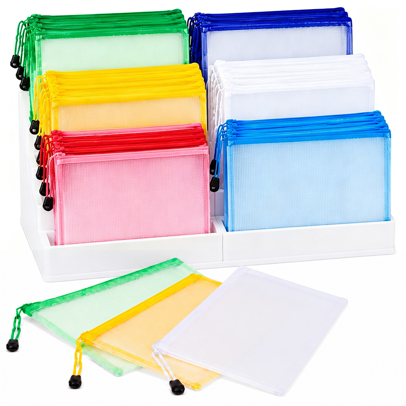 Binder Storage Box - 5/20PCS A4/A5 Mesh Ritszakjes Doorzichtige &