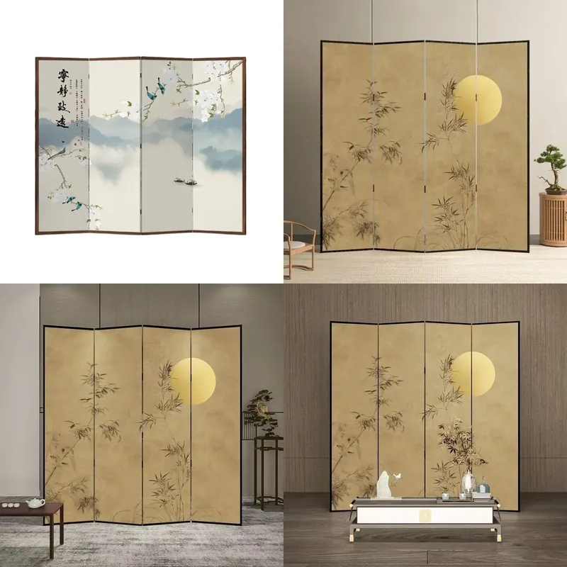 Room Divider Bamboo - Nieuwe Chinese bamboe kamerverdeler, dubbelzijdig opklapbaar